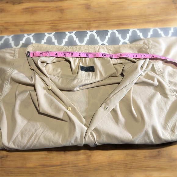 Vintage PRADA Made Italy Beige Stretch, Collar Lng Sleeve Dress Shirt 39"15-1/2" - Picture 12 of 16
